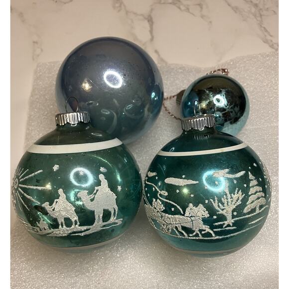 VTG SHINY BRITE Blue Stencil Stagecoach & Naivety Lot X4 - Picture 1 of 12